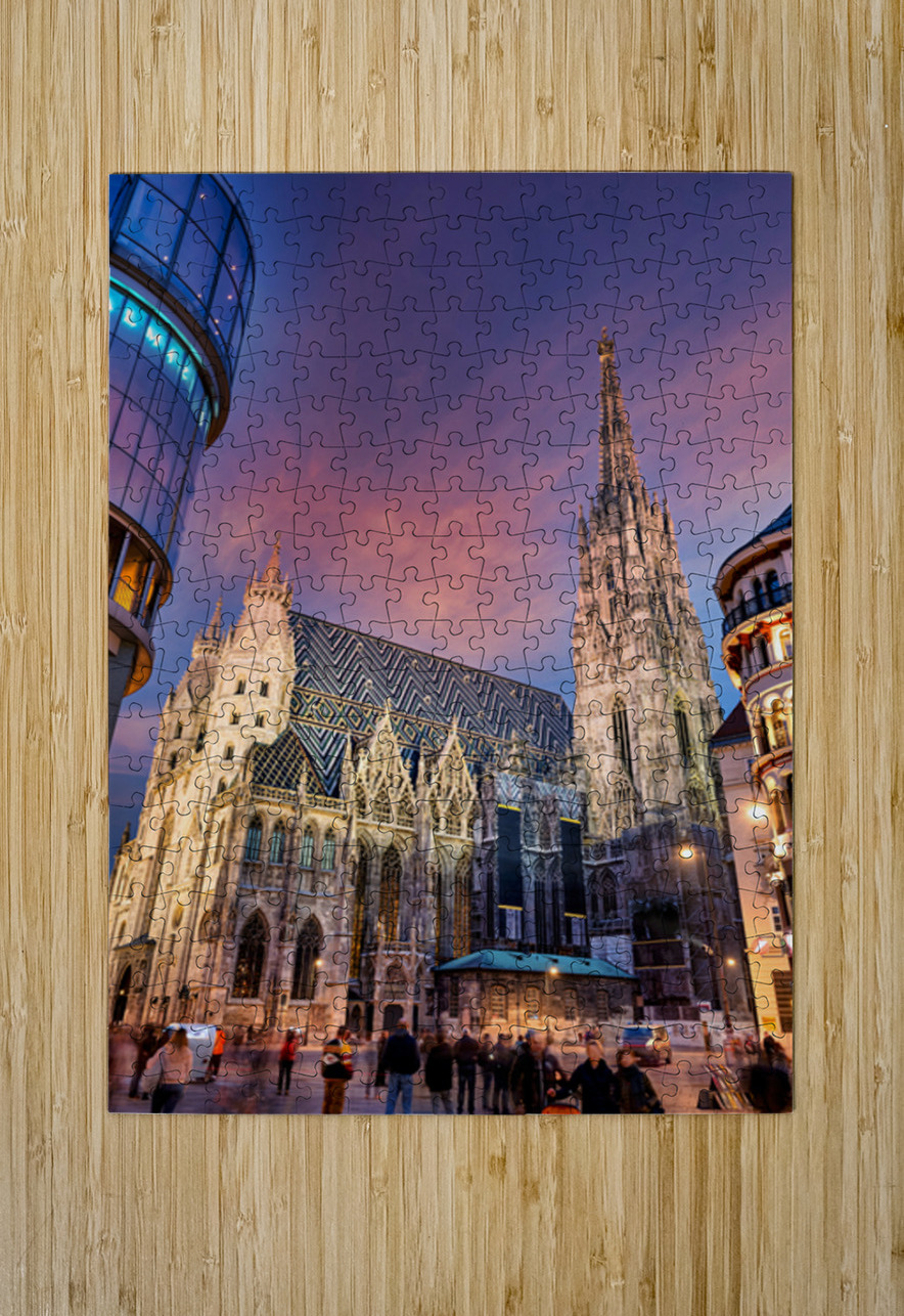 St. Stephens Cathedral Vienna at twilight with people. Marco Brivio Puzzle printing