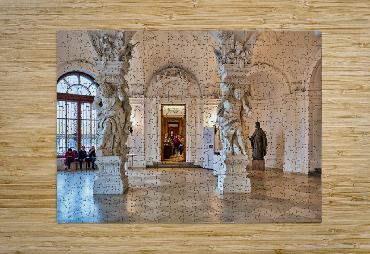 Ornate Baroque hall with sculptures and visitors. Marco Brivio Puzzle printing