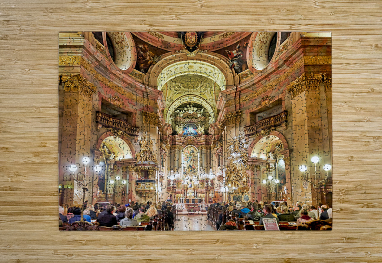 People attending a Requiem service in an ornate church. Marco Brivio Puzzle printing