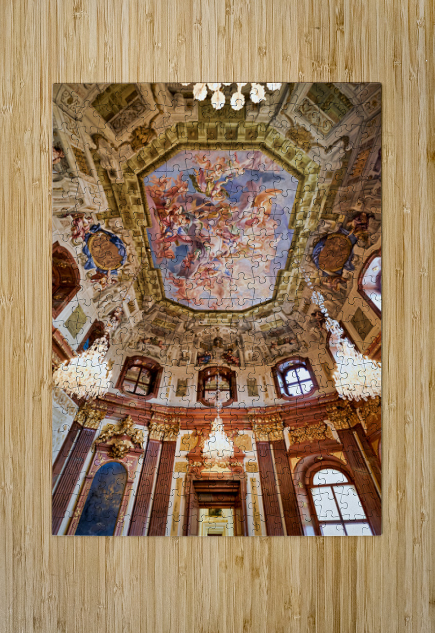 Grand baroque hall with elaborate ceiling fresco and crystal cha Marco Brivio Puzzle printing