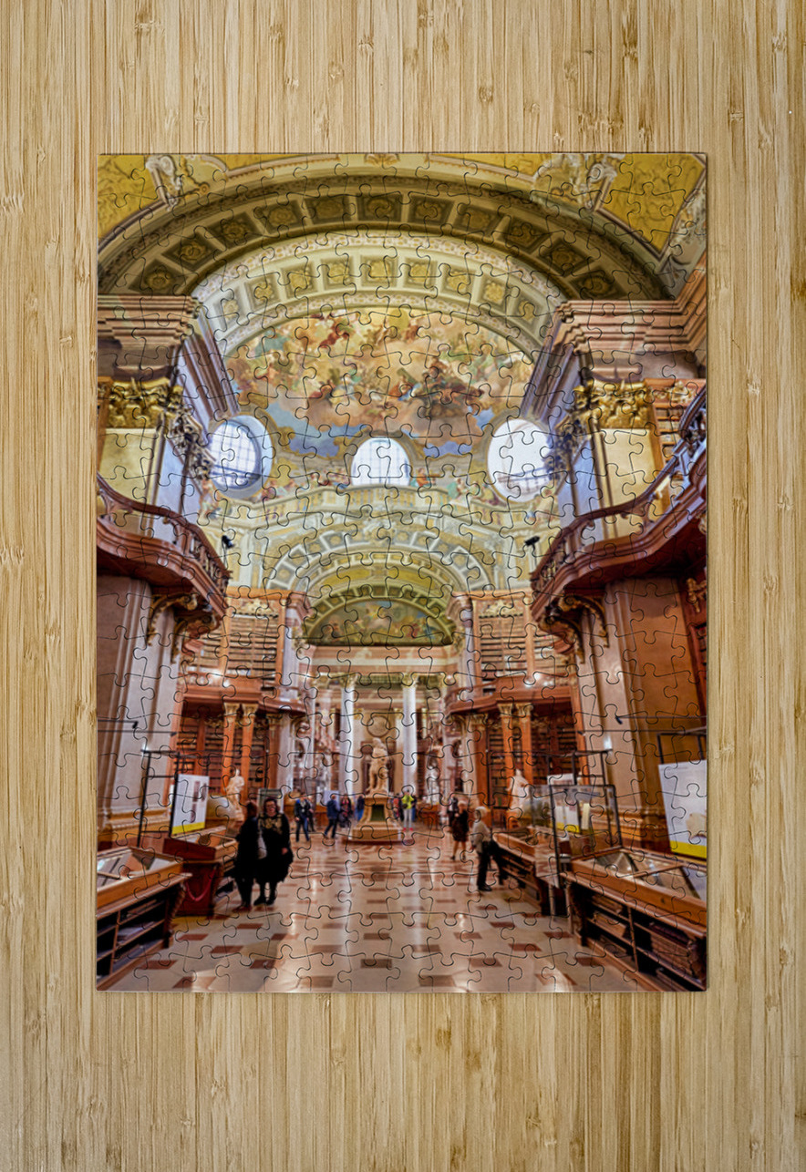 Grand historic library interior with ornate architecture and fre Marco Brivio Puzzle printing