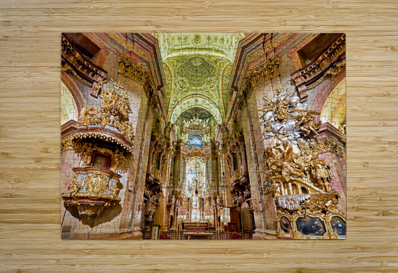 Stunning Baroque church interior rich with gold and religious a Marco Brivio Puzzle printing