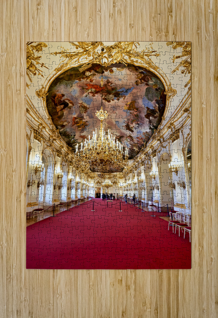 Ornate palace hall with chandeliers painted ceiling and red ca Marco Brivio Puzzle printing