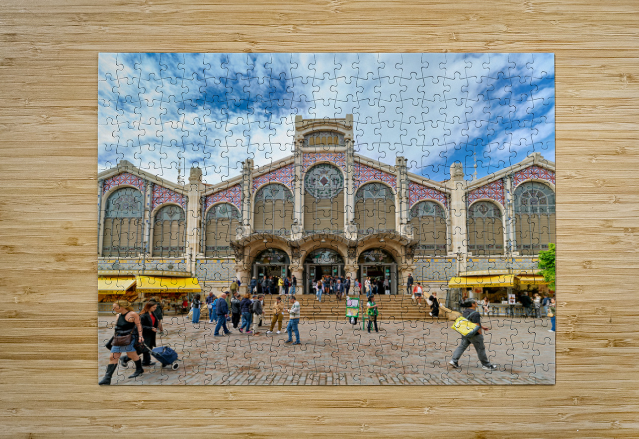 Visit to Central Market in Valencia Spain with many people aroun Marco Brivio Puzzle printing