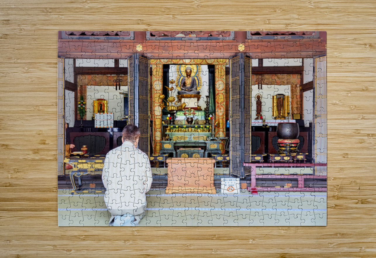 Man prays at Senso ji temple in Asakusa Tokyo Japan Marco Brivio Puzzle printing