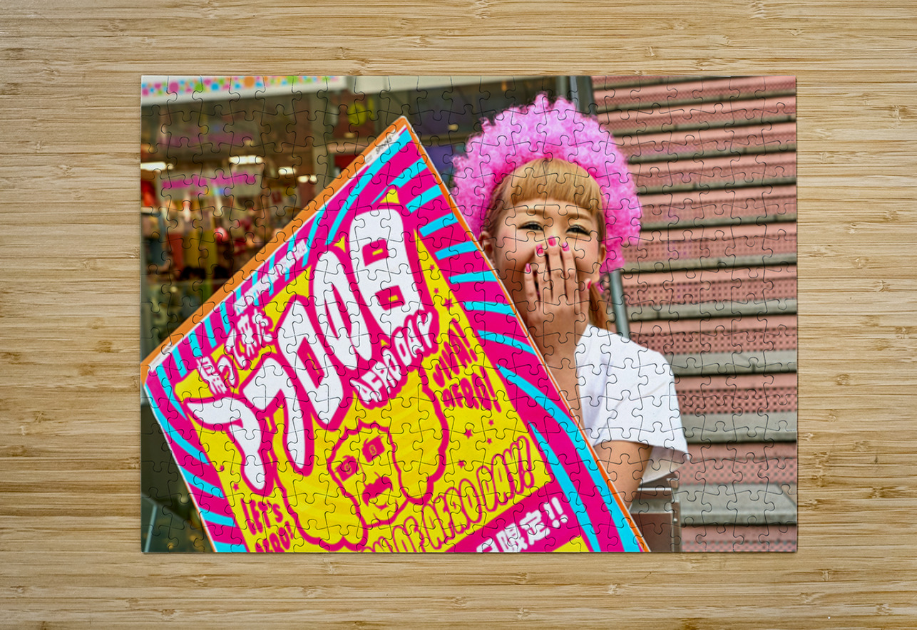 Lolita girl holds sign in Shibuya District of Tokyo during Afro  Marco Brivio Puzzle printing