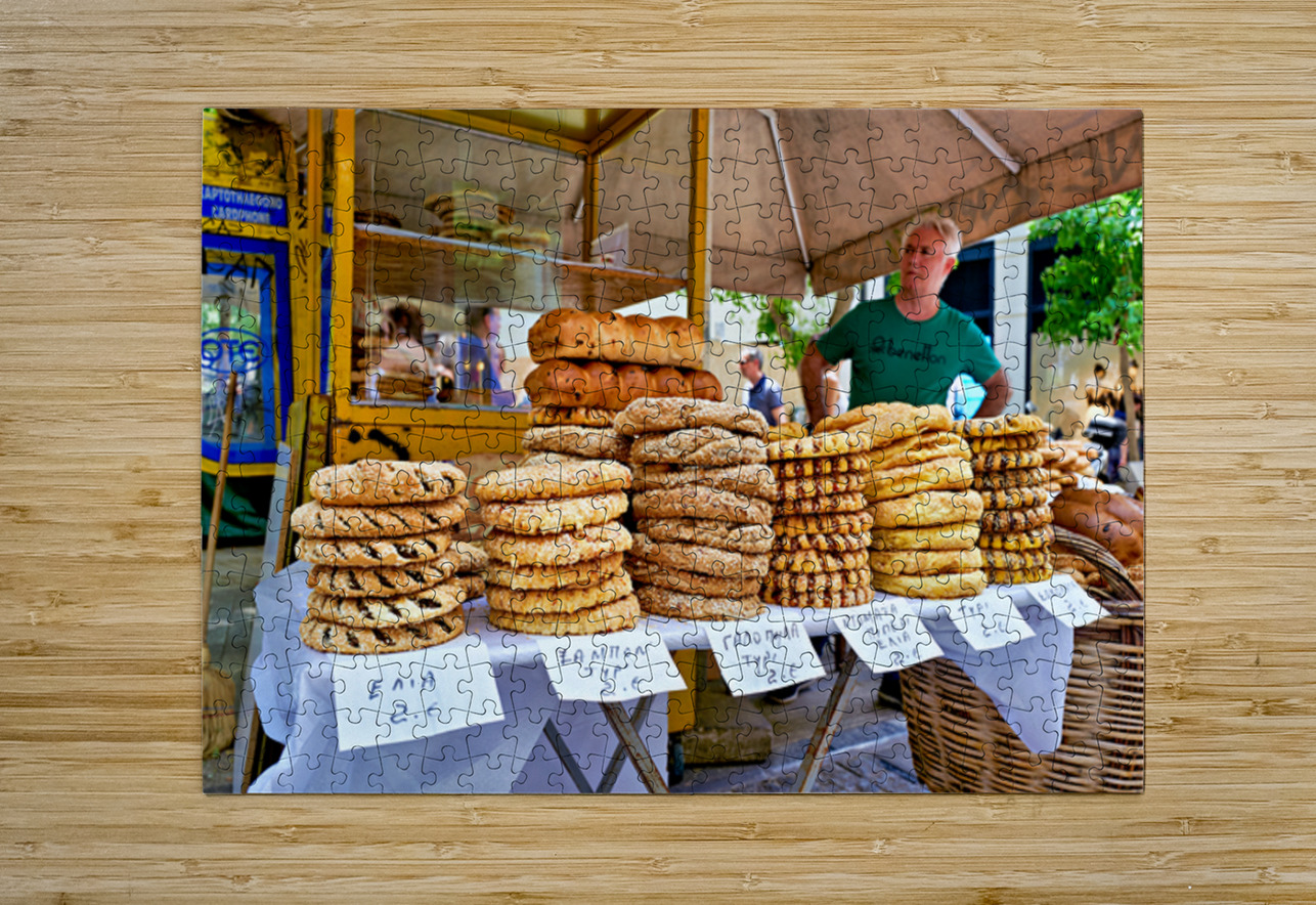 Food stall offers baked goods in downtown Athens Greece Marco Brivio Puzzle printing