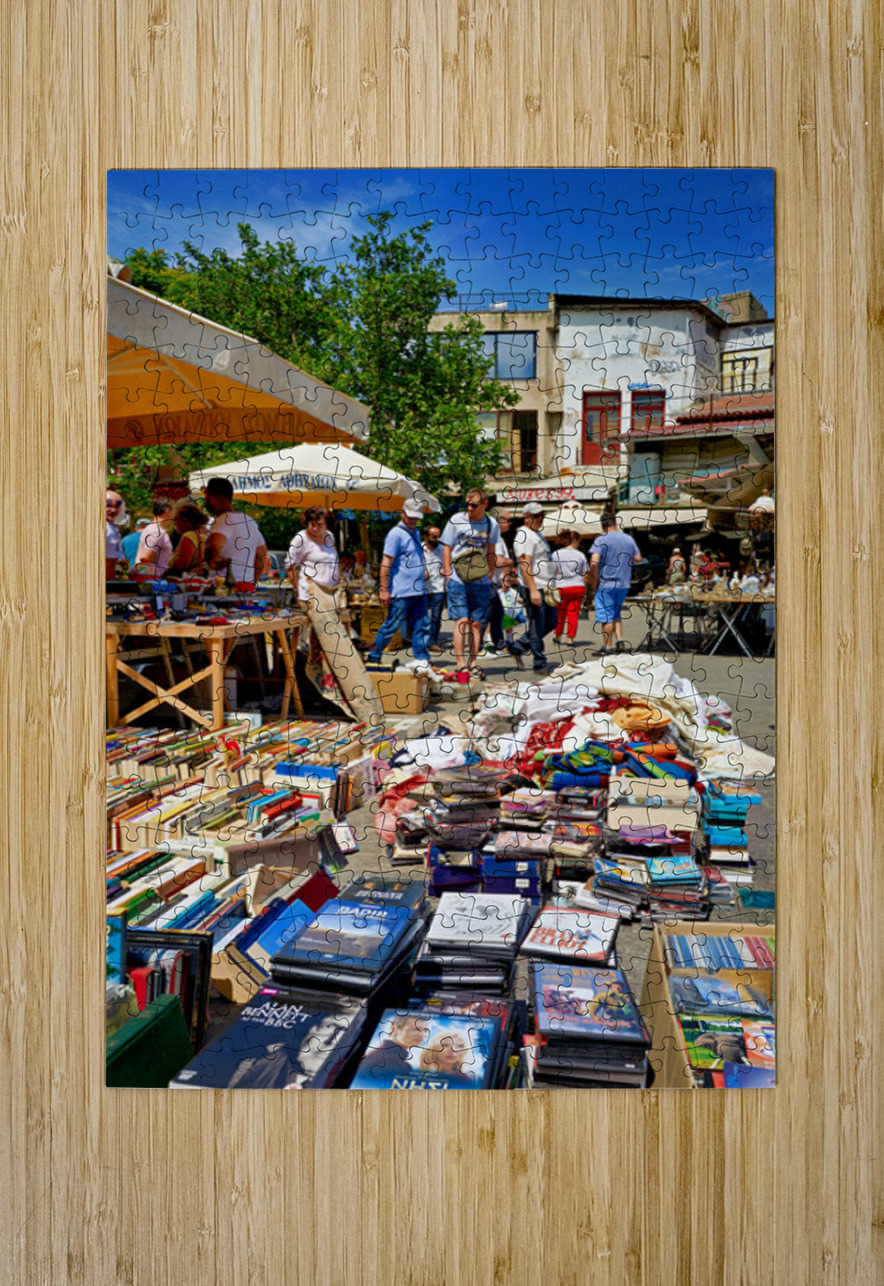 People walk around the bustling flea market at Monastiraki Marco Brivio Puzzle printing