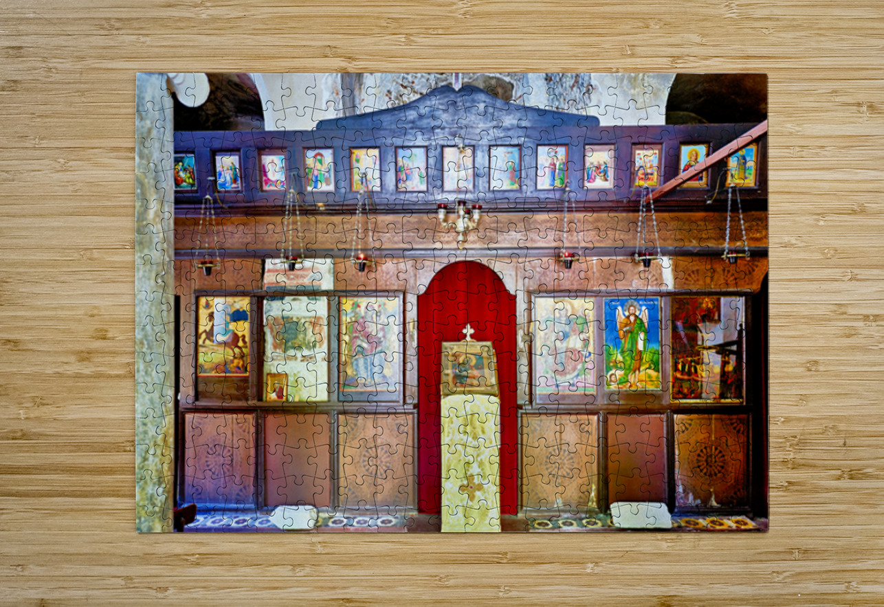 Old church interior with icons and altar in quiet setting Marco Brivio Puzzle printing