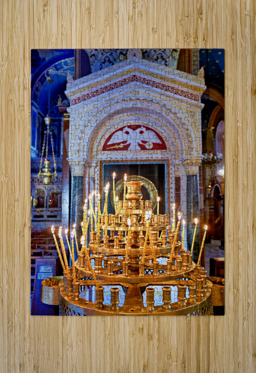 Candles in the Mitropolis Cathedral in Athens Greece show light Marco Brivio Puzzle printing