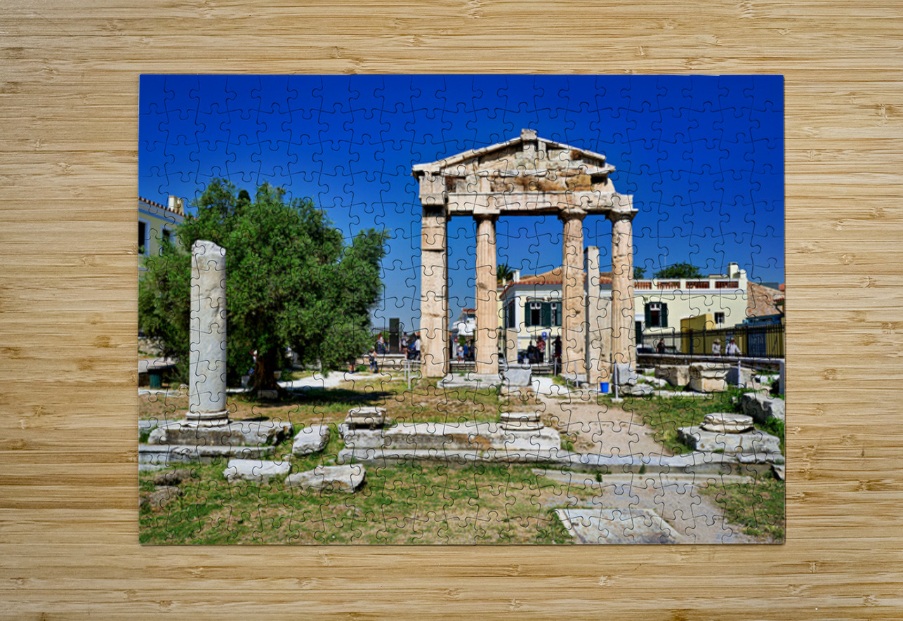 Roman Agora site shows ancient columns and ruins in Athens Greec Marco Brivio Puzzle printing