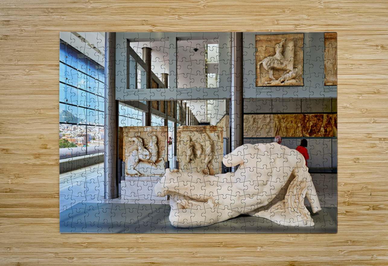 Visitors explore sculptures at Acropolis Museum in Athens Greece Marco Brivio Puzzle printing