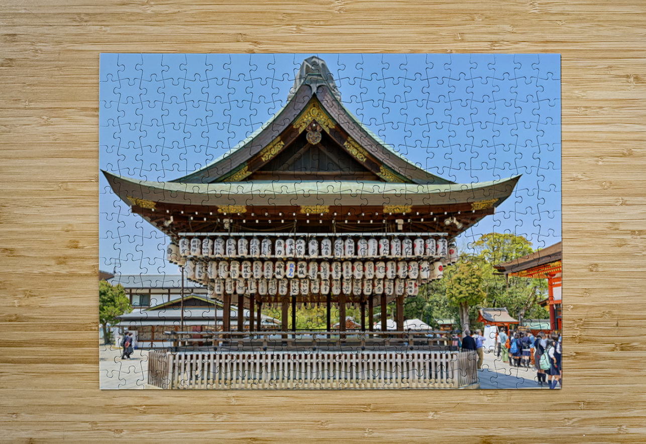 Visitors admire Yasaka shrine in Kyoto during sunny day Marco Brivio Puzzle printing