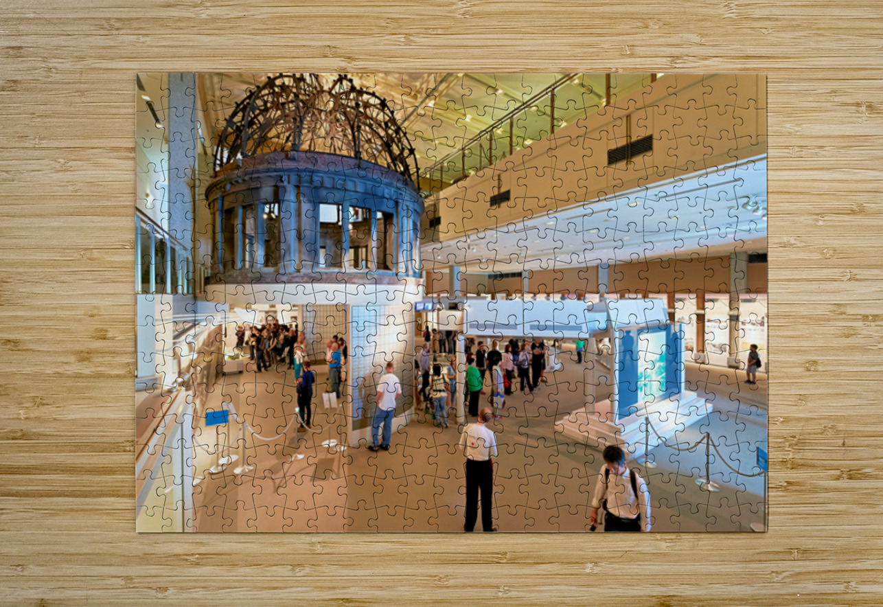 Visitors explore the Peace Memorial Museum in Hiroshima Japan Marco Brivio Puzzle printing