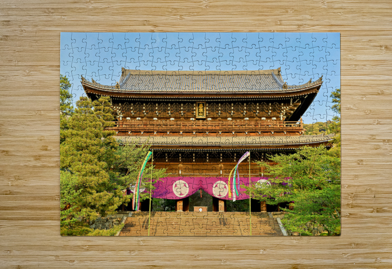 Chionin Temple view in Kyoto Japan with trees and decorations Marco Brivio Puzzle printing