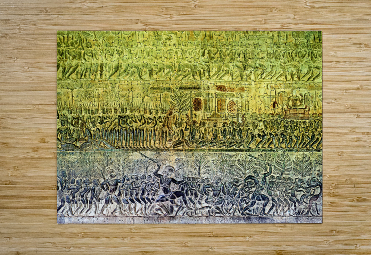 Ancient bas reliefs depicting processions deities and battles. Marco Brivio Puzzle printing