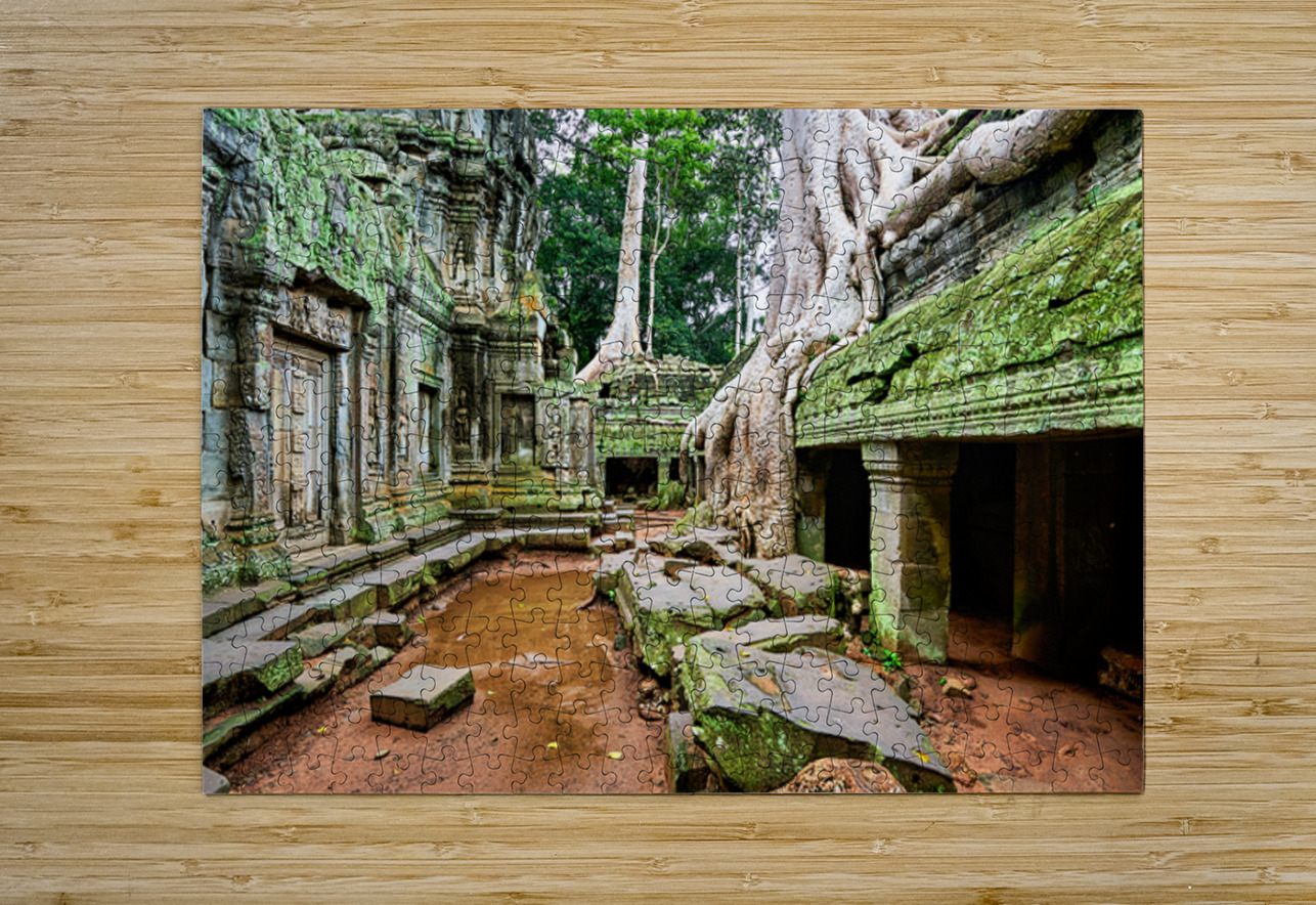 Ancient temple ruins consumed by giant tree roots and jungle. Marco Brivio Puzzle printing