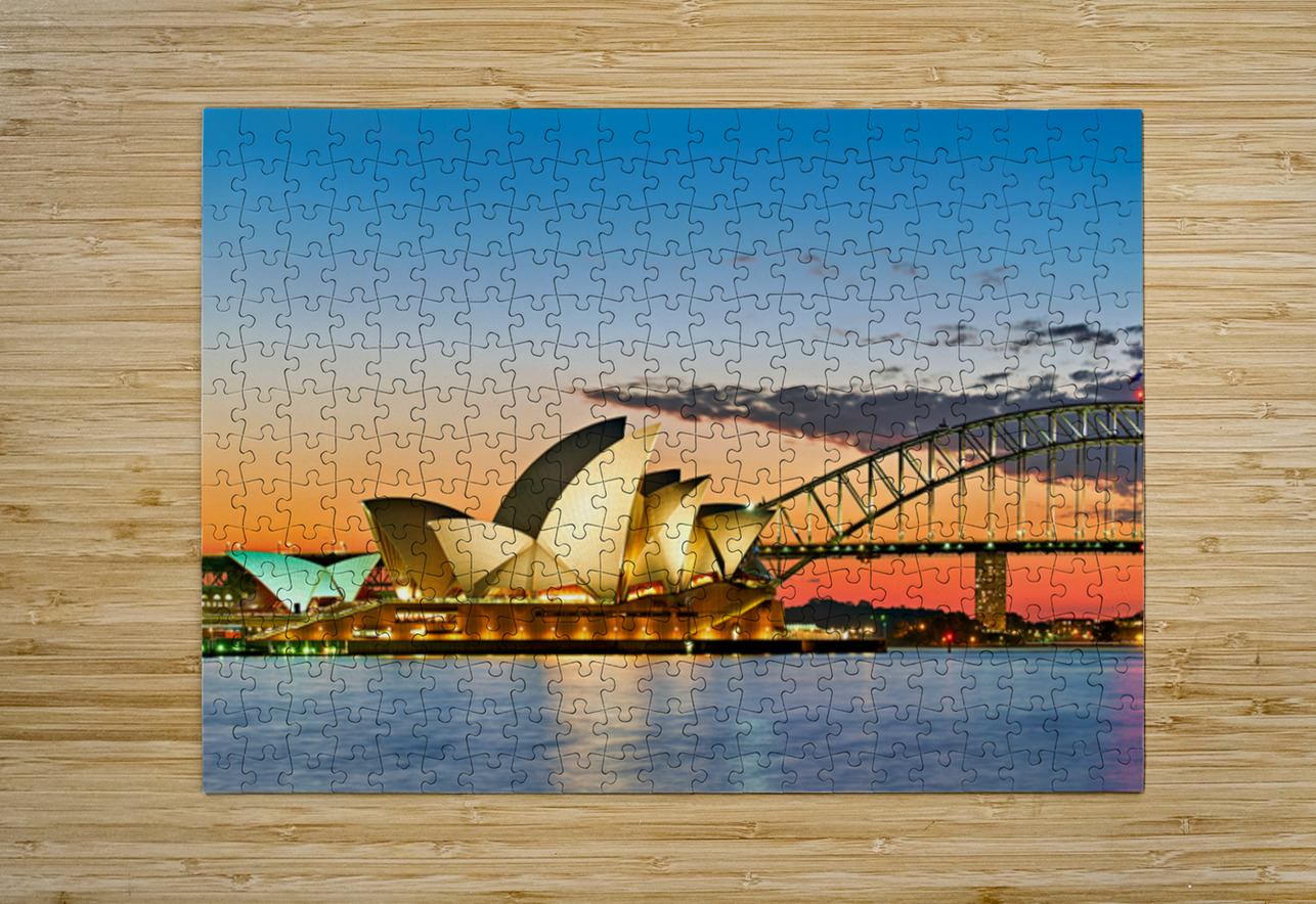 Sydney Opera House and Harbour Bridge at sunset. Marco Brivio Puzzle printing