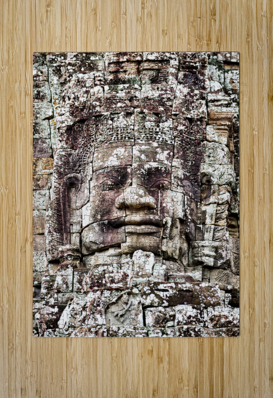 Ancient Khmer stone face Bayon temple. Marco Brivio Puzzle printing