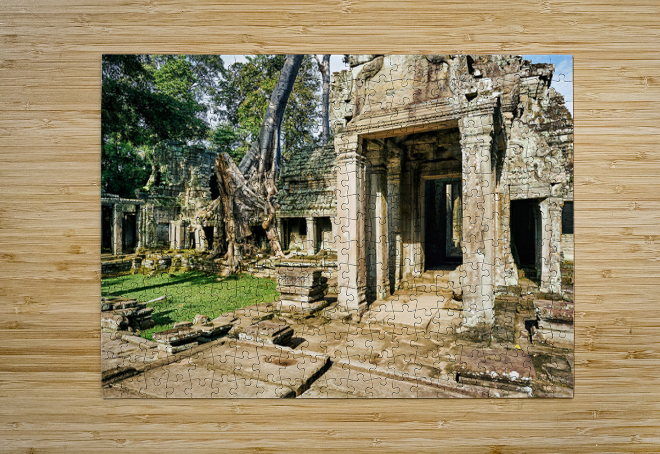 Ancient temple ruins overgrown by massive tree roots. Marco Brivio Puzzle printing