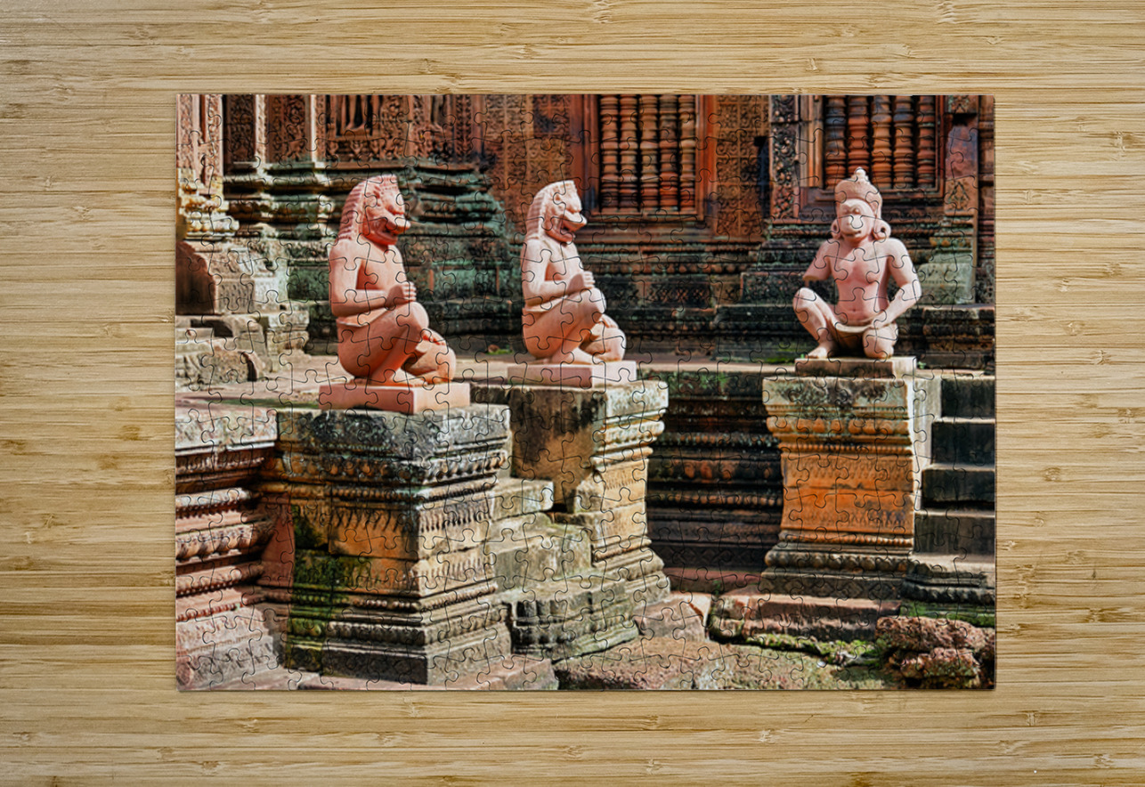 Ancient temple with guardian statues and ornate carvings. Marco Brivio Puzzle printing