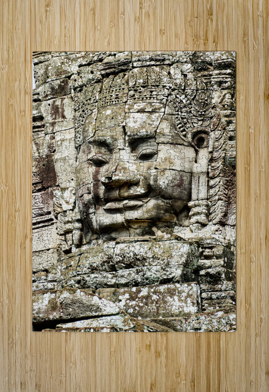 Serene stone face carving Bayon temple Angkor. Marco Brivio Puzzle printing