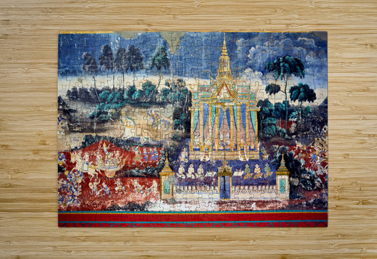 Ancient mural depicting temple figures and scenes of life. Marco Brivio Puzzle printing