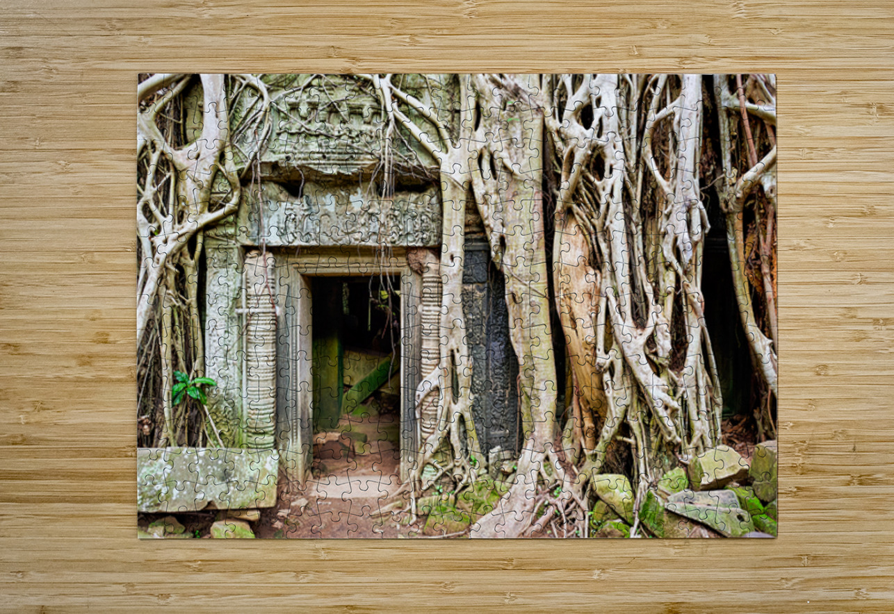 Ancient temple ruins consumed by massive tree roots. Marco Brivio Puzzle printing
