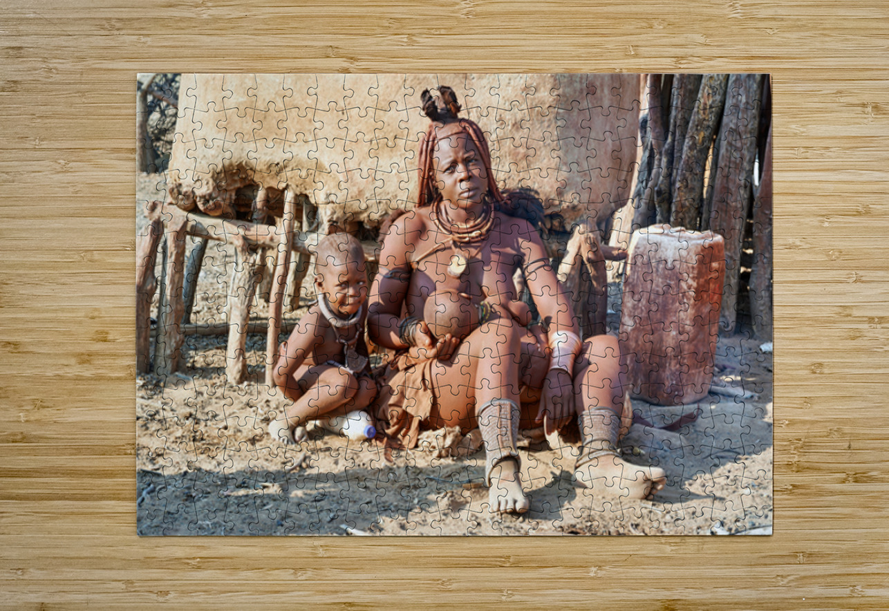 Mother and son in Himba village in Kunene Region of Namibia Marco Brivio Puzzle printing