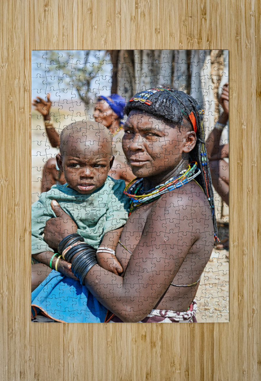 Portrait of young Zemba woman holding child in Kunene Region Marco Brivio Puzzle printing