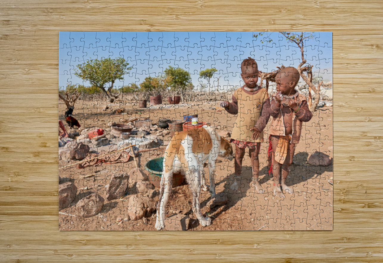 Children playing near their home in Himba Village in Namibia Marco Brivio Puzzle printing