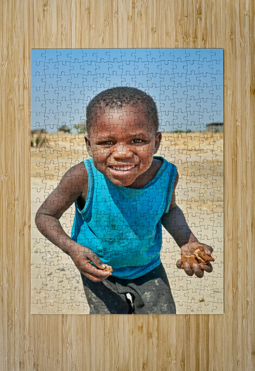 Joyful boy in Kavango Region of Namibia enjoys a moment outside Marco Brivio Puzzle printing