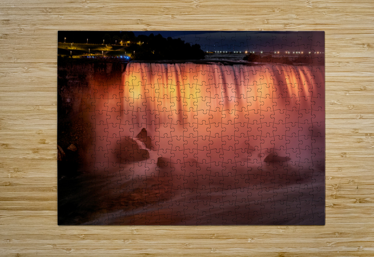 Niagara Falls illuminated orange at night. Marco Brivio Puzzle printing