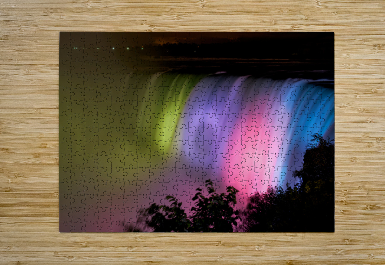 Niagara Falls illuminated with vibrant colors at night. Marco Brivio Puzzle printing