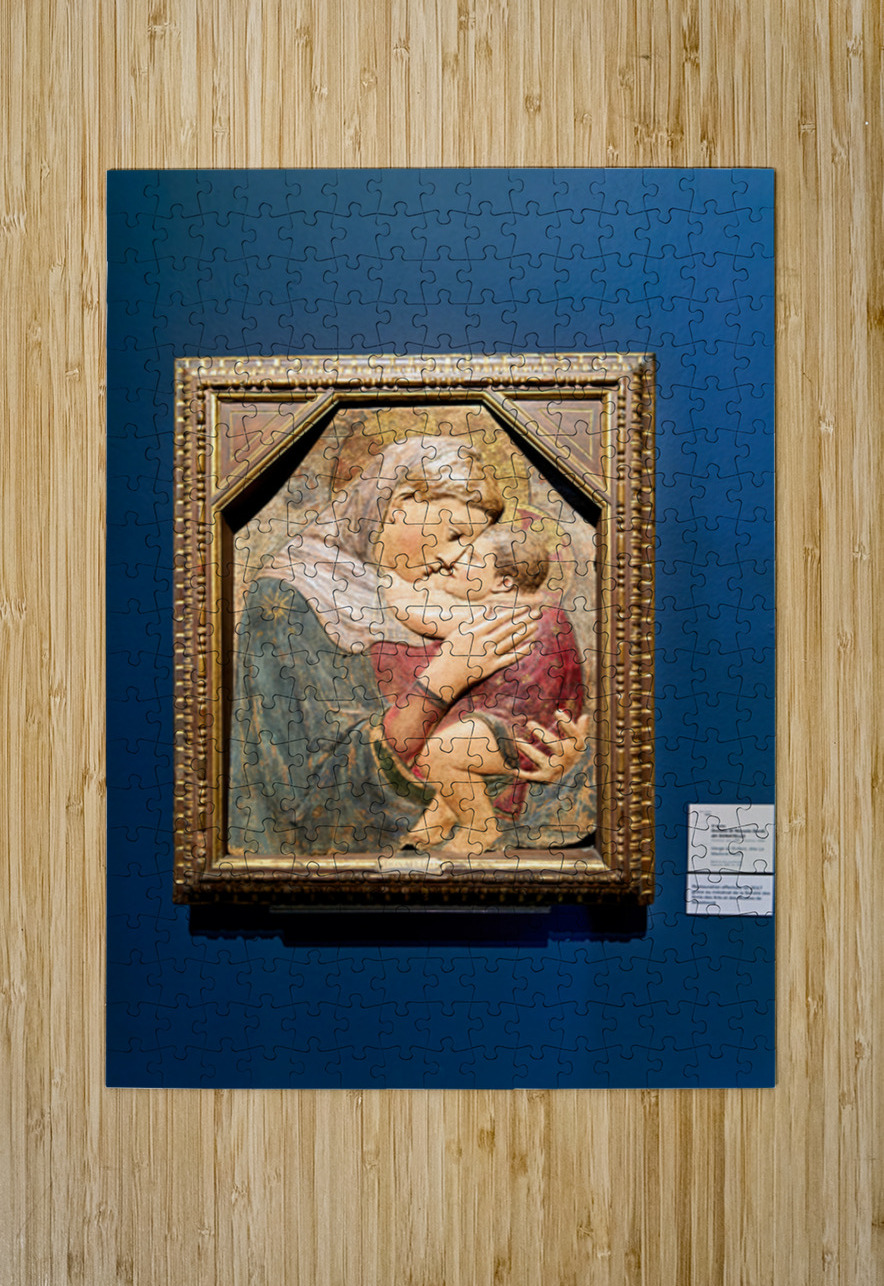 Visitors admire Madonna and Child sculpture by Donatello in muse Marco Brivio Puzzle printing