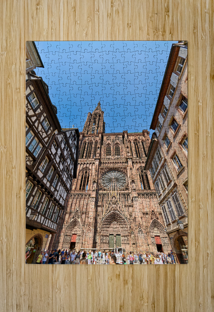 Tourists gather at Strasbourg Cathedral in Alsace on a sunny day Marco Brivio Puzzle printing