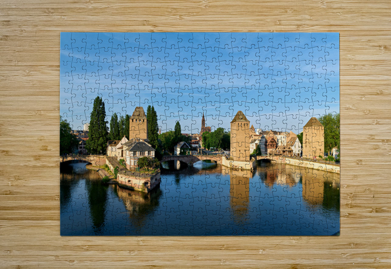 Covered bridges in Strasbourg by the river on a clear day Marco Brivio Puzzle printing