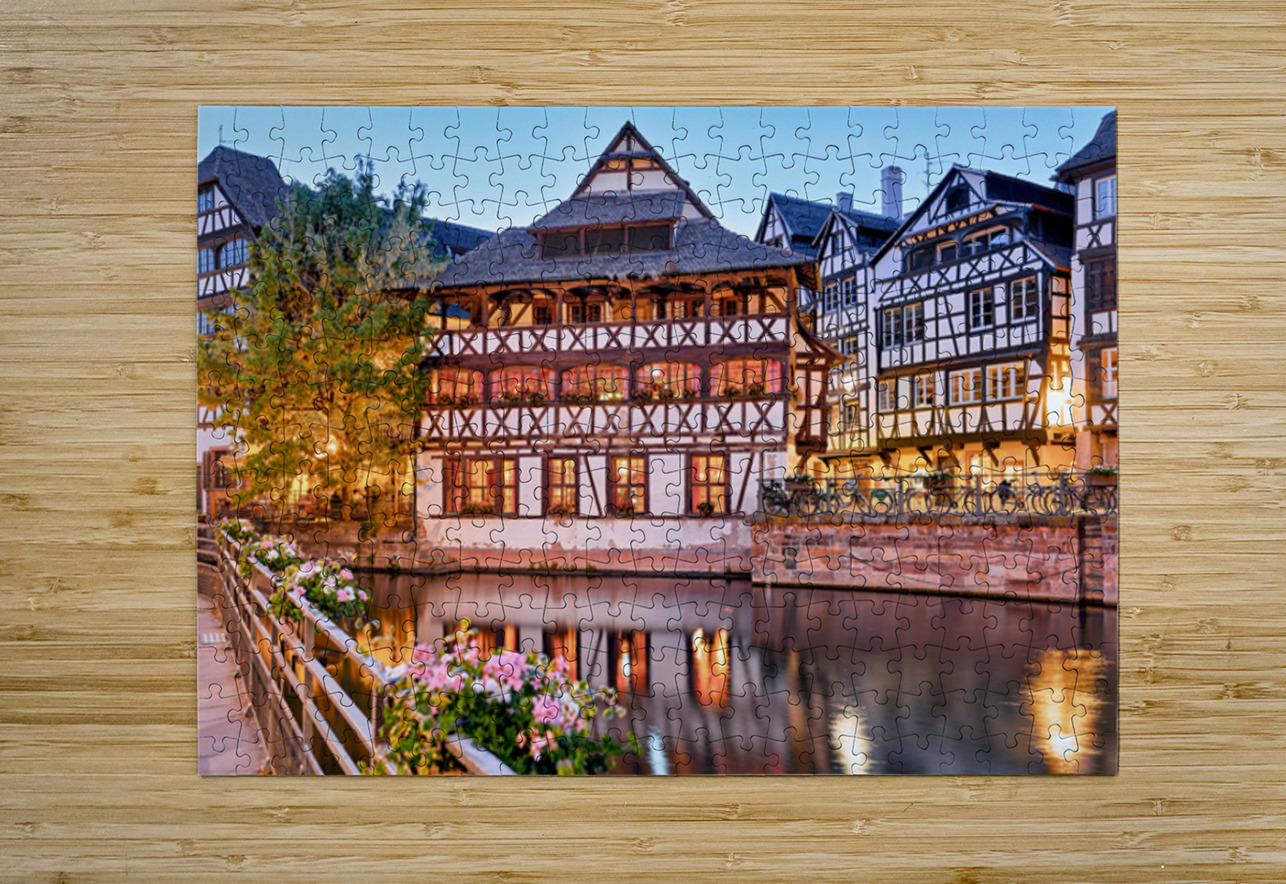 Timber houses in Petit France district by the water in Strasbour Marco Brivio Puzzle printing