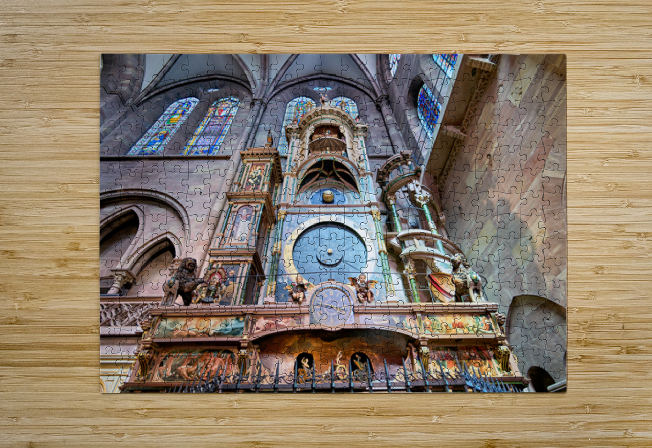 Tourists admire Strasbourg Cathedrals Astronomical Clock Marco Brivio Puzzle printing
