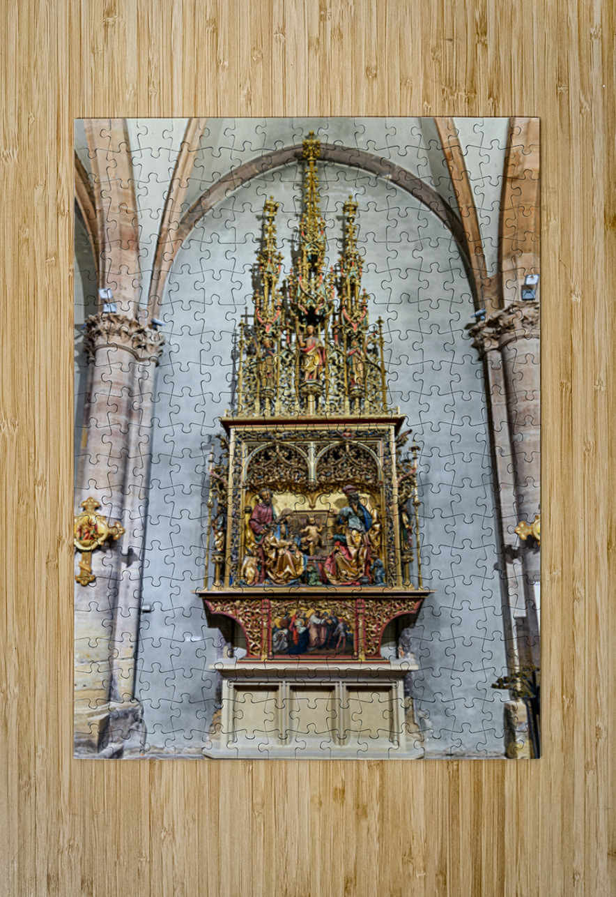 Detailed woodcarving shows religious events in St. Martin Church Marco Brivio Puzzle printing