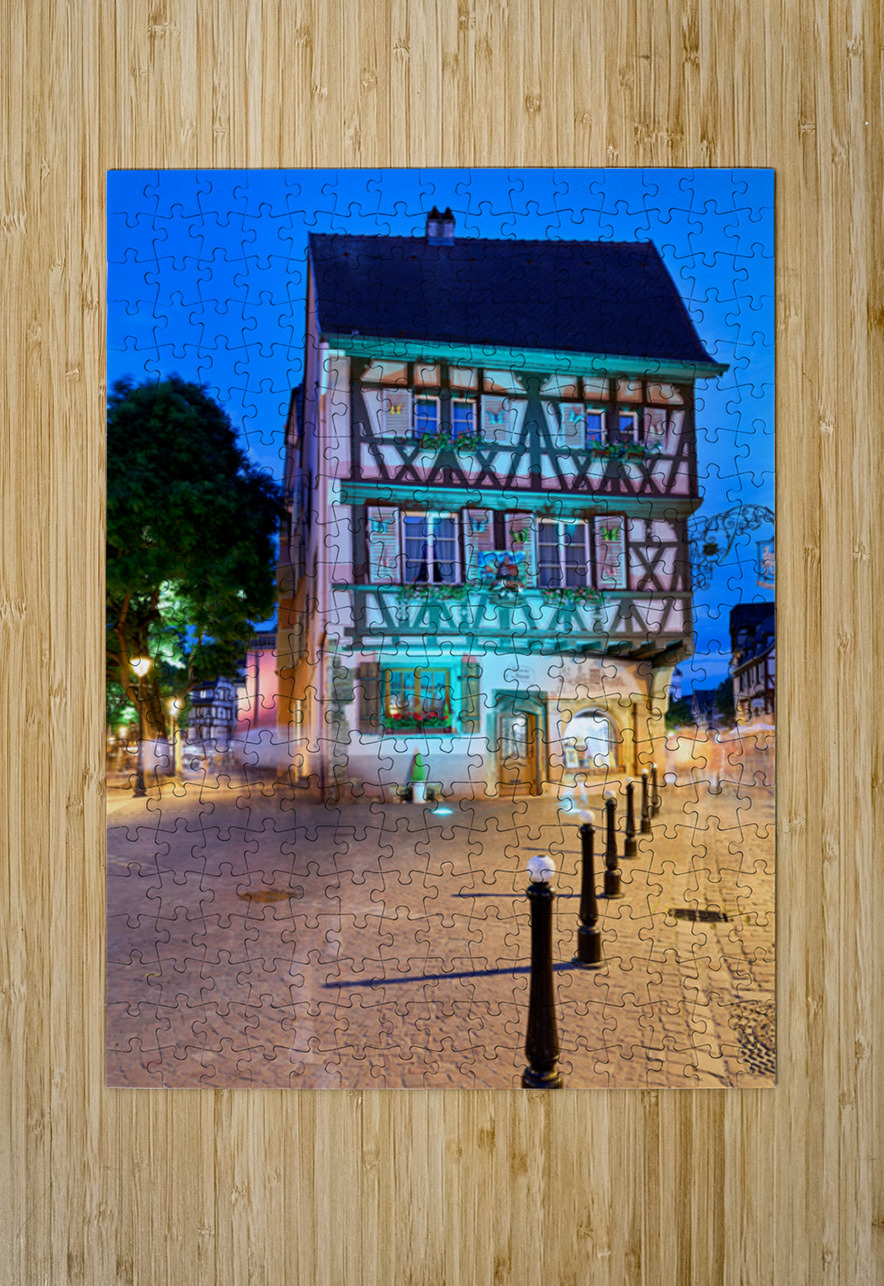Timber framed houses in Colmar at night with soft lights Marco Brivio Puzzle printing