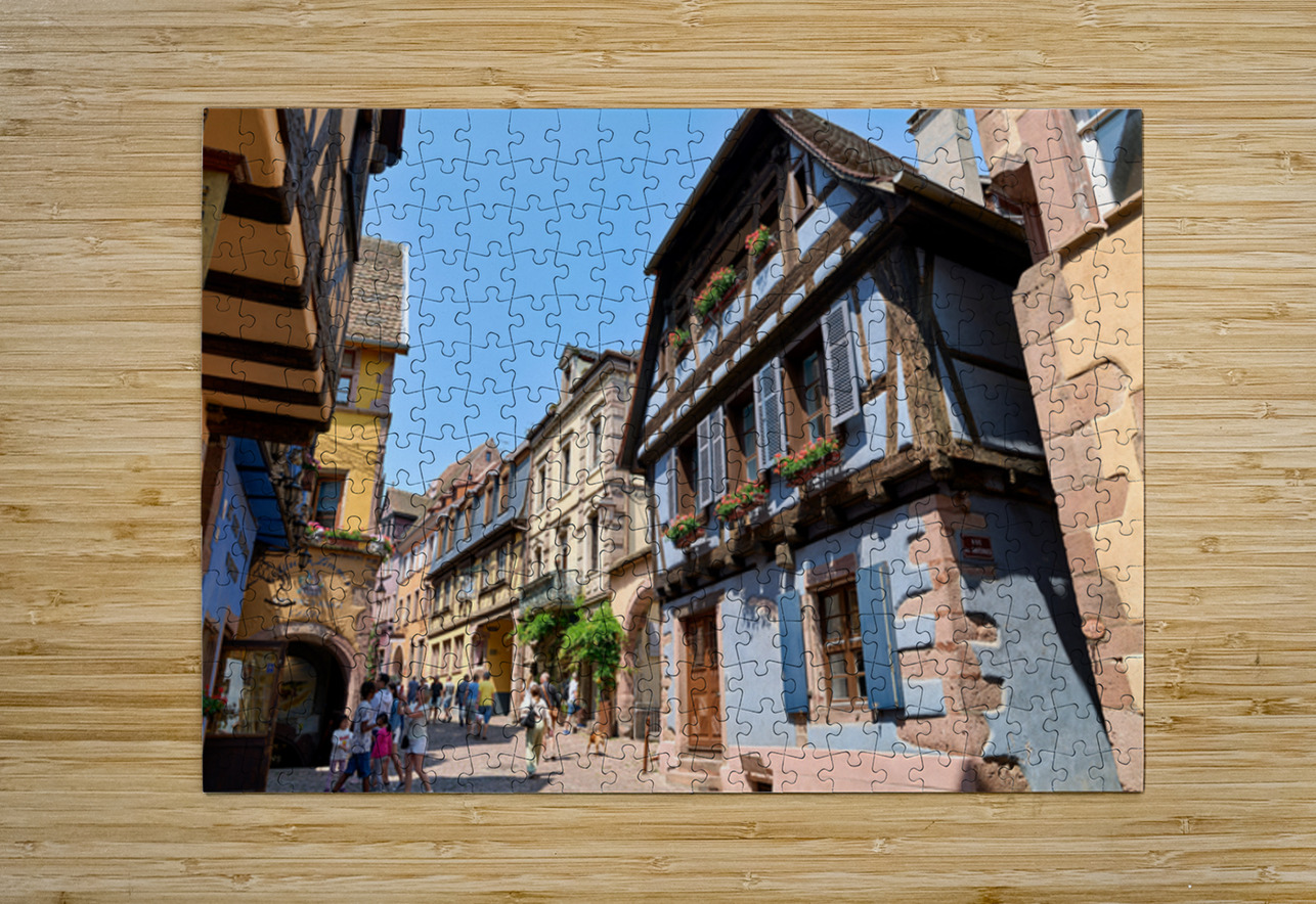 Visitors discover timber houses in Riquewihr Alsace Marco Brivio Puzzle printing