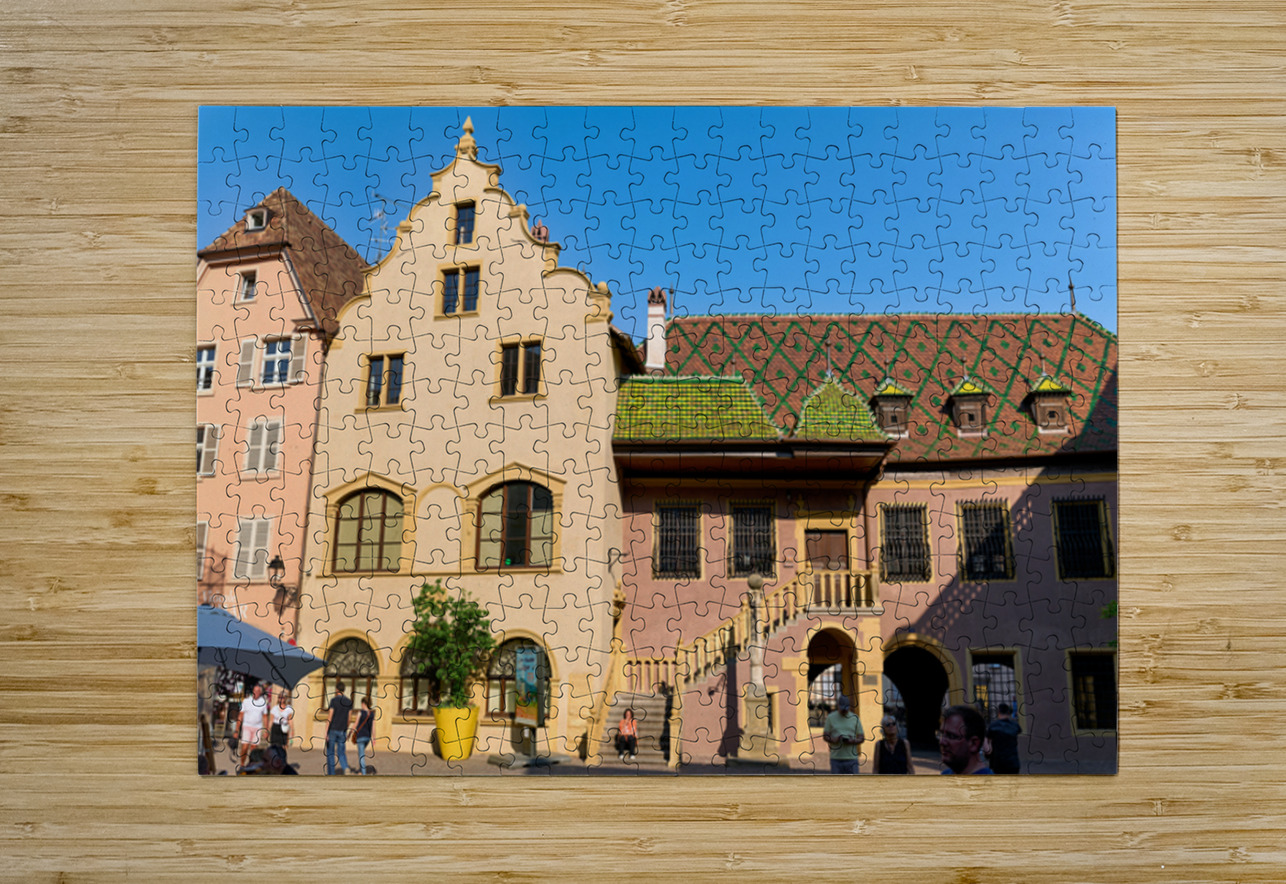 Visitors gather at Koifhus old custom house in Colmar Alsace Marco Brivio Puzzle printing