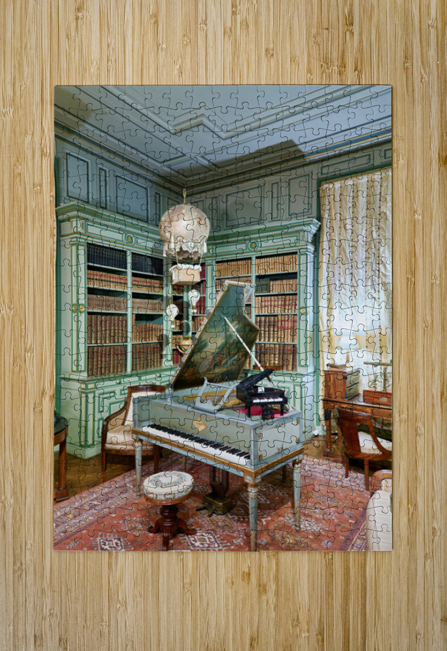 Chateau de Cheverny interior with piano and bookshelves Marco Brivio Puzzle printing
