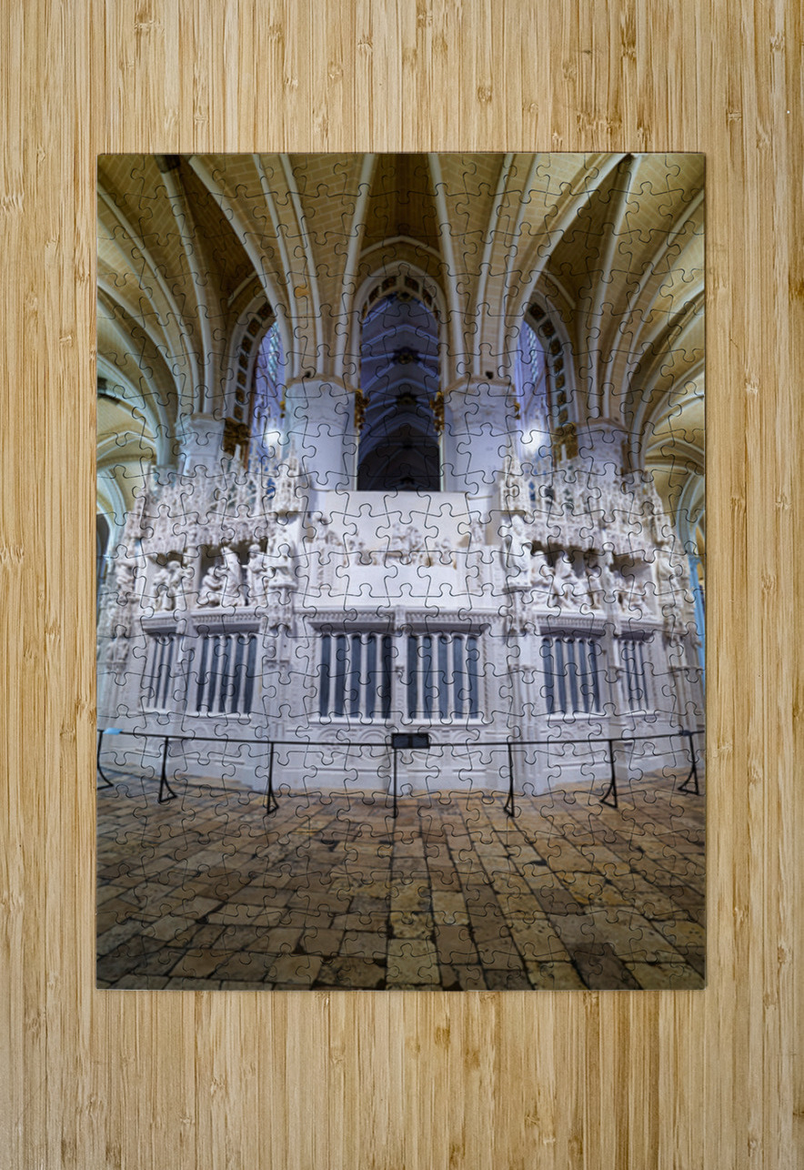 Chartres Cathedral interior with detailed white altar and sculpt Marco Brivio Puzzle printing
