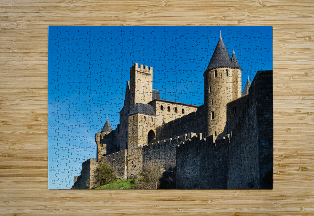 Visit to the famous castle of Carcassonne in France on a clear d Marco Brivio Puzzle printing