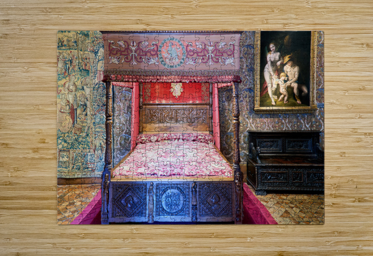 Historic bed in the Chateau de Chenonceau in France Marco Brivio Puzzle printing