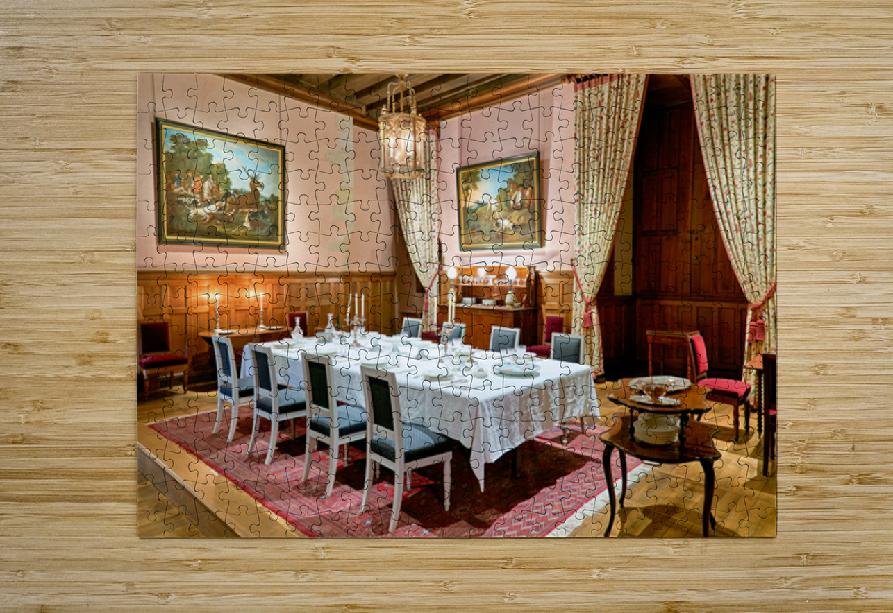 Dining room setup in Chateau dAzay le Rideau in Loire Valley Marco Brivio Puzzle printing