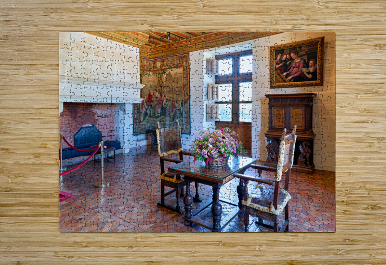 Interior of Chateau de Chenonceau in France with furniture and d Marco Brivio Puzzle printing