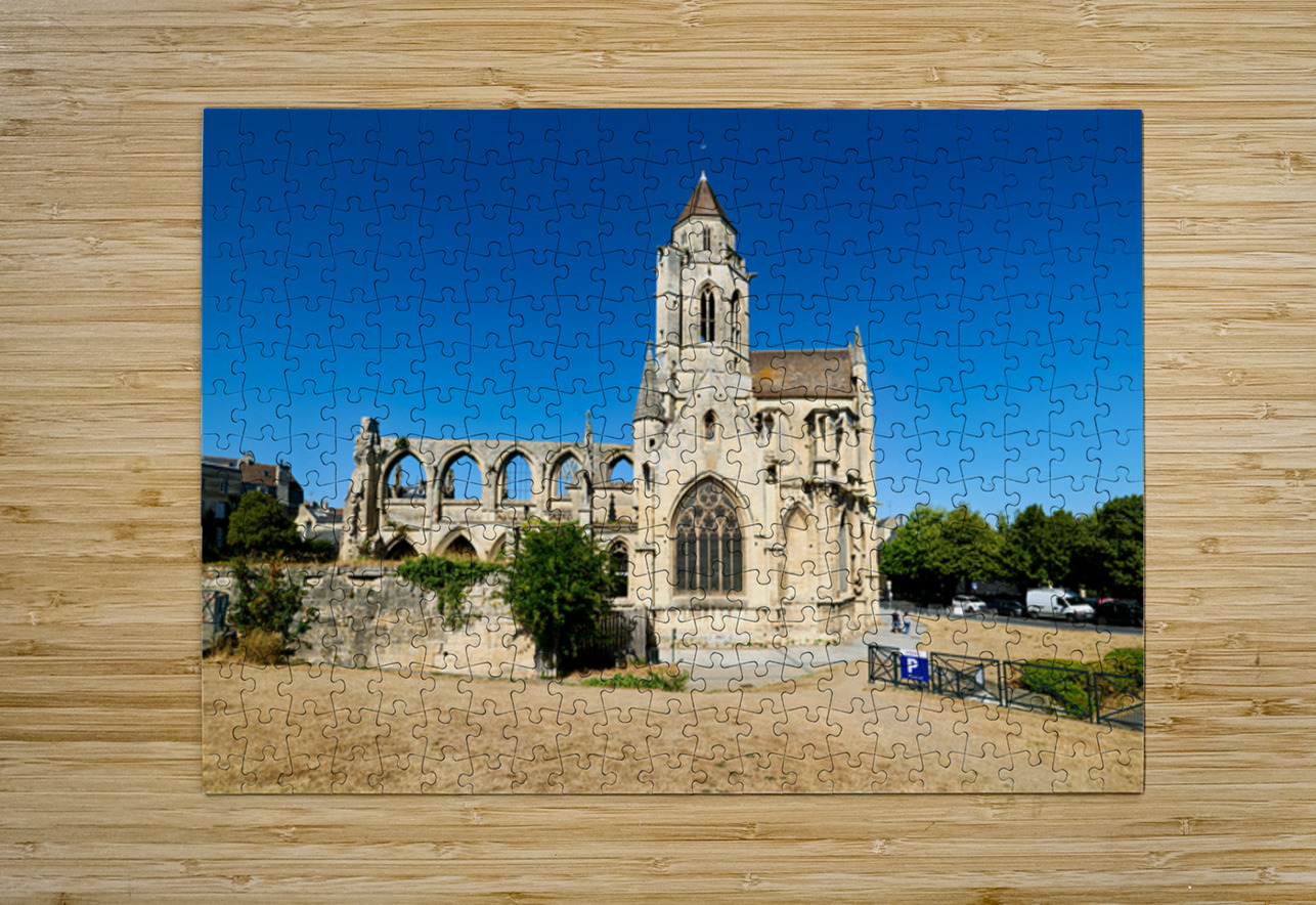 Church of Saint Etienne le Vieux stands in ruins in Caen France Marco Brivio Puzzle printing